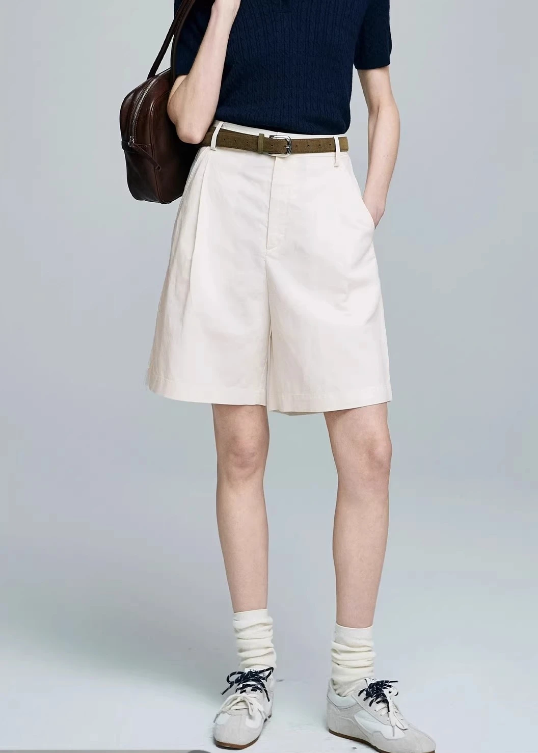 

Flax Bermuda shorts female New products for Spring/Summer 2025 Capri pants Casual trousers Thin mid-length trousers