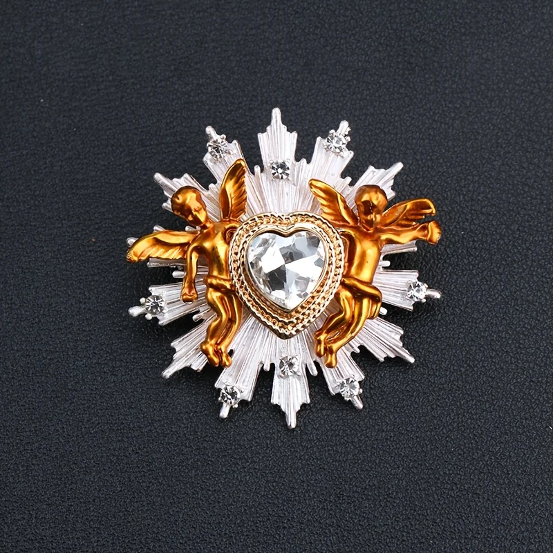 المرأة حجر الراين الحب الملاك كيوبيد بروش زوجين دبابيس خمر الملابس والاكسسوارات #2