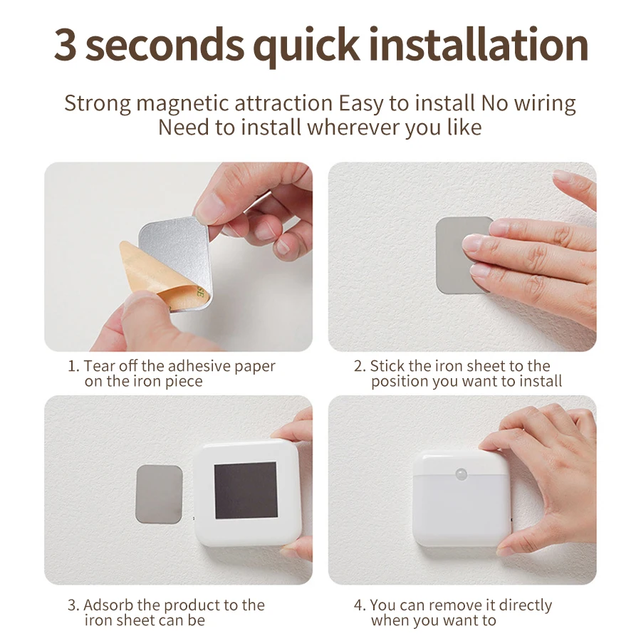 Motion Sensor LED Night Light Rechargeable Square Inductor Lamp for Bedroom Kitchen Wardrobe Hallway Stair Lighting Night Light