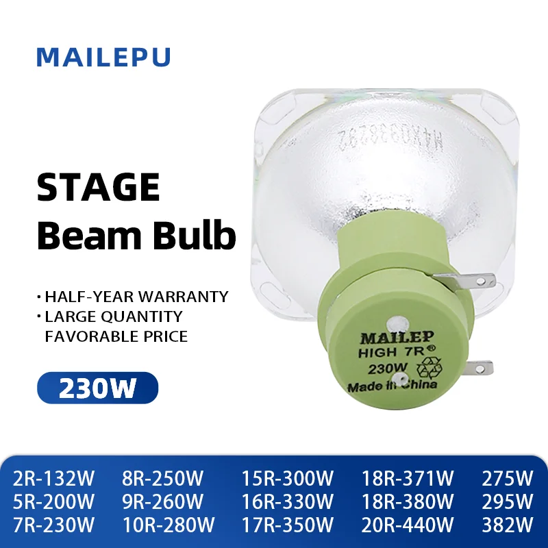Bühnenlicht 200 W 5R / 7R 230 W Metallhalogenidlampe, bewegliche Strahllampe, 230 Strahl, Platin-Metall-Halogenlampen, folgen Sie den Spot