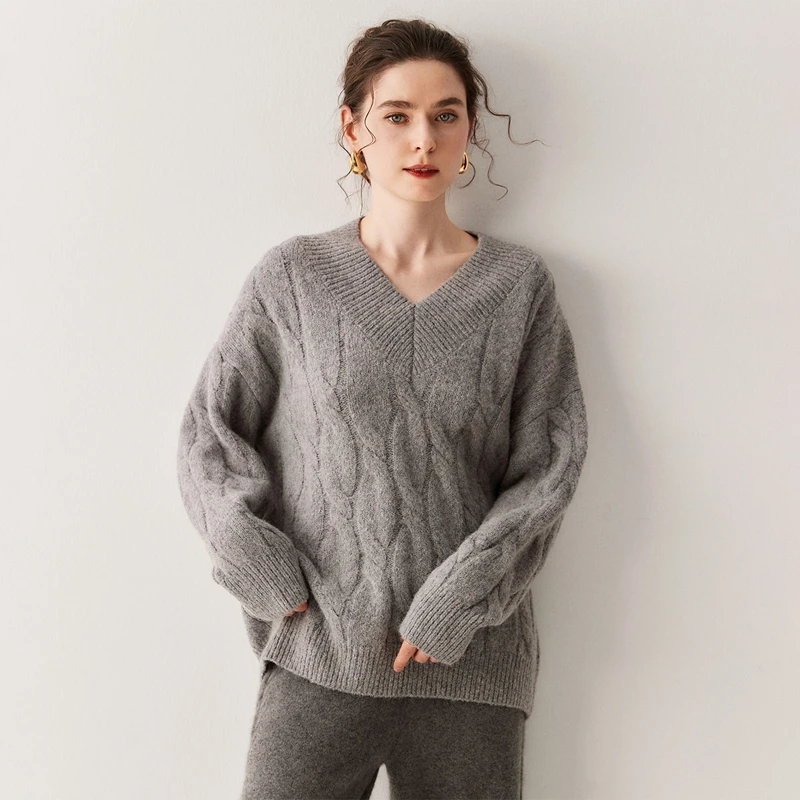 

Женский классический свободный пуловер с v-образным вырезом, 100% кашемир, модный модный свитер с длинными рукавами, осень-зима, мягкий удобный трикотаж