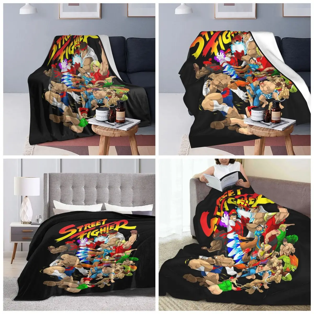 Game Super Street Fighter World Warriors Blanket Soft Warm Flannel Throw Blanket Cover for Bed Travel Home Sofa