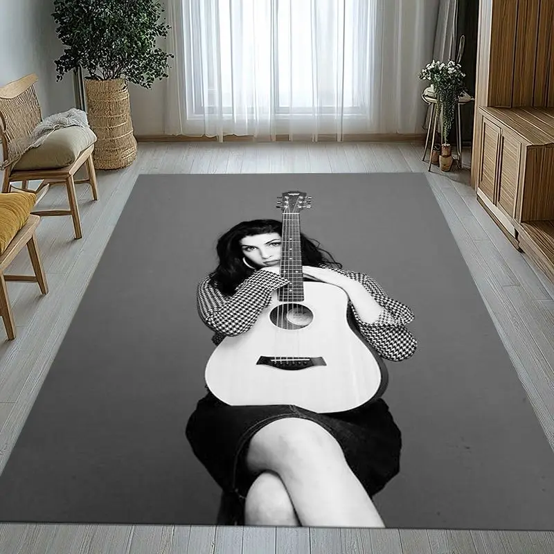 Amy Winehouse Music Singer Soft Non-Slip Large Area Rug for Living Room,Bedroom Playroom Carpet Mat for Sofa,Home Decor Gift