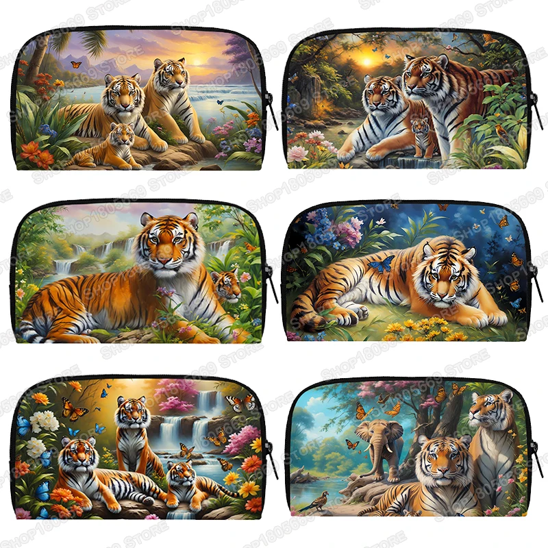 Portefeuille long imprimé 3D tigre blanc, peinture à l'huile, carte d'identité, téléphone, support pour écouteurs, pièce de monnaie décontractée, sac d'argent, fermeture éclair, poudres, cadeau