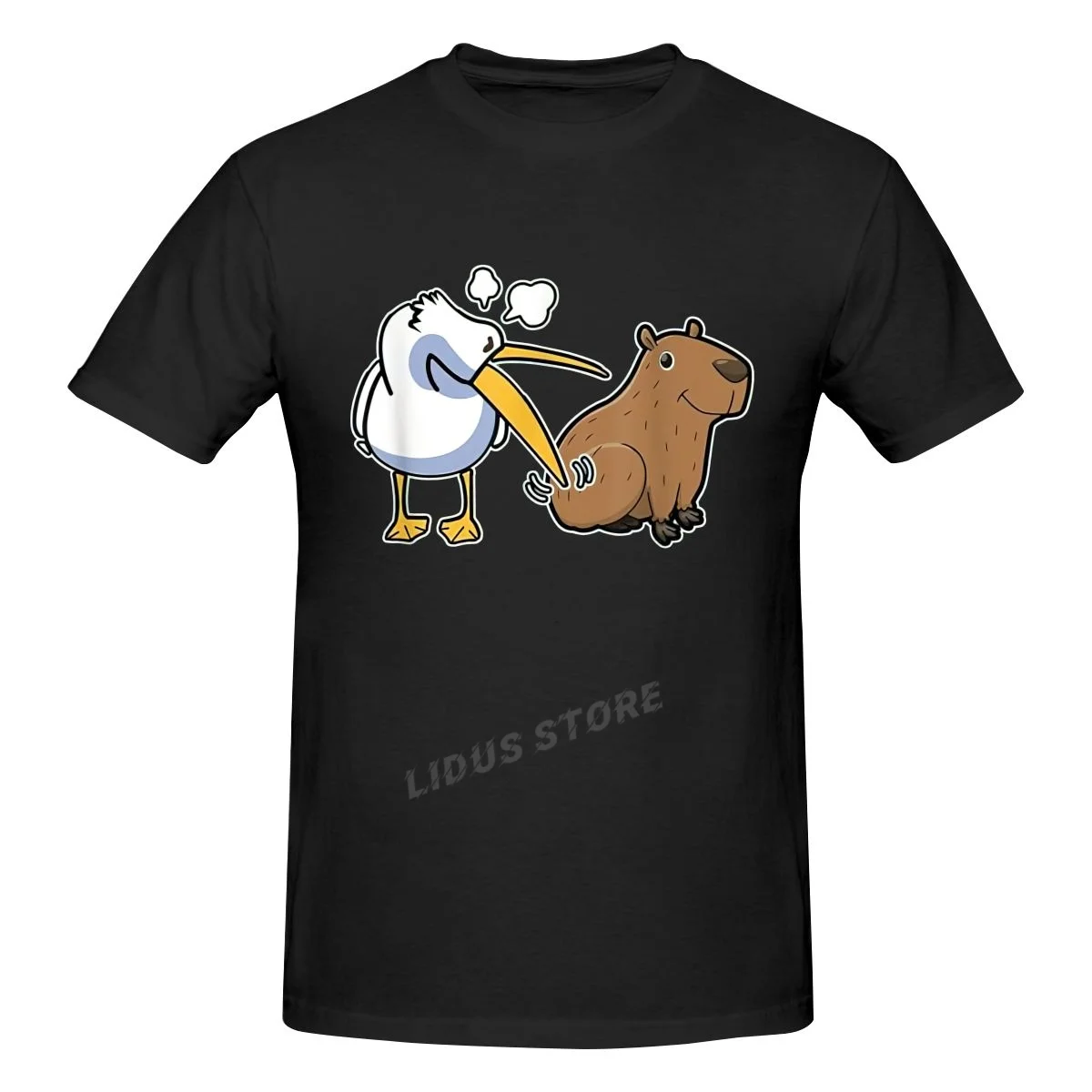 

Pelican Tries To Eat Capybara Funny Kawaii Meme With Animals T shirt Harajuku T-shirt 100% Cotton Graphics Tshirt Brands Tee Top