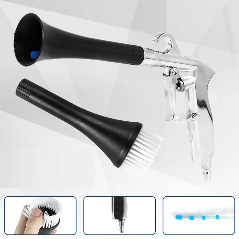 Air Blow Car Wash Tool Black & Silver Aluminum Alloy+Plastic Tornado Dust Blowing Car Interior Cleaning Tools