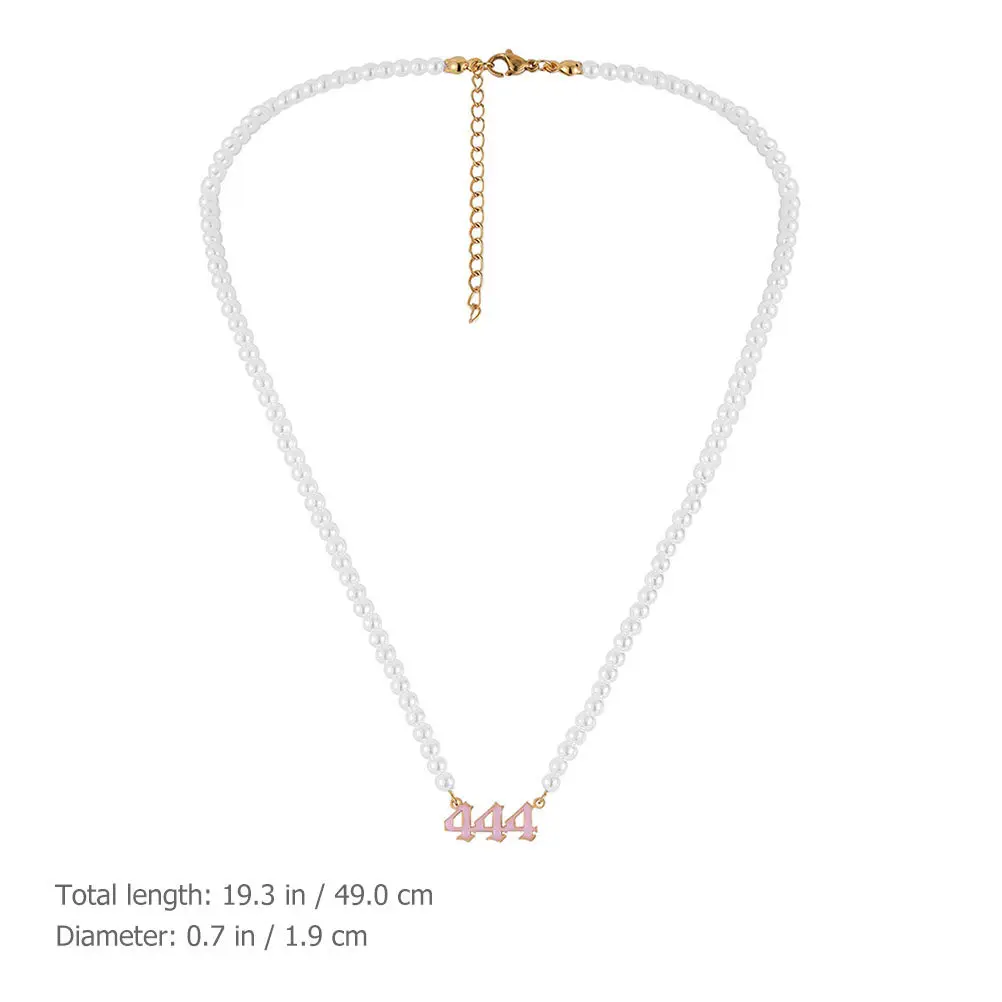 Angel Number 444 Pearl Necklace Delicate Clavicle Chain Fashion Pendant Charming Appearance for Women and Girls Party Wedding view 2