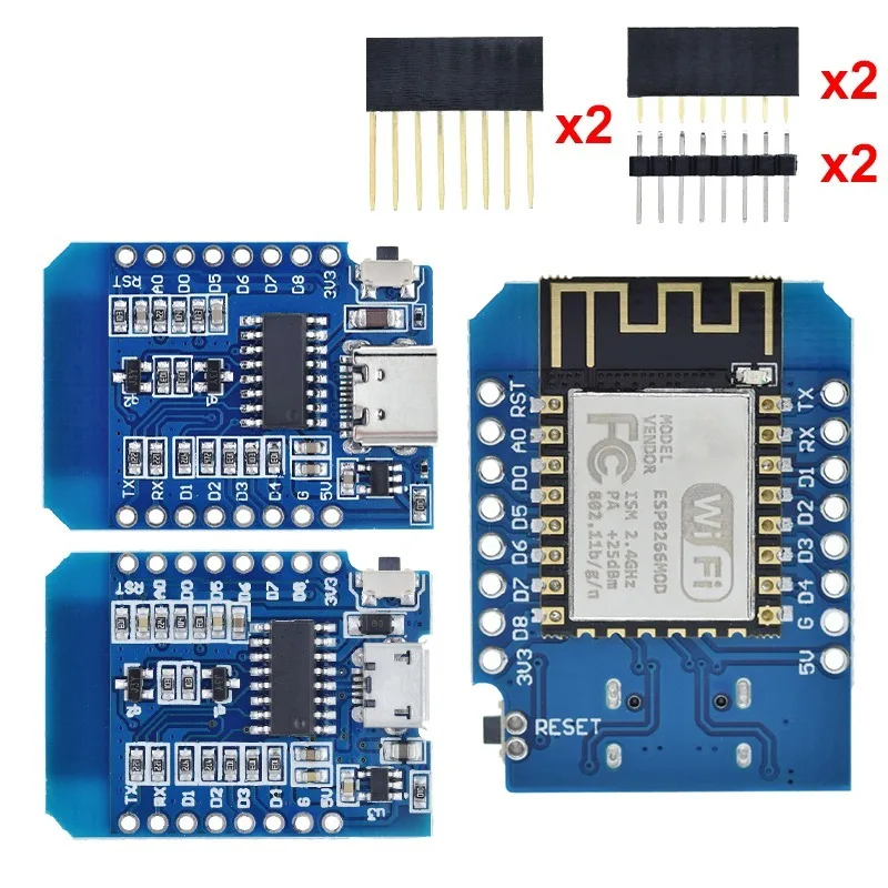Módulo WeMos D1 Mini ESP8266 ESP-12F ESP12, Placa de Desarrollo WiFi con Micro USB 3.3V Basada en ESP-8266EX, 11 Pines Digitales para Arduino