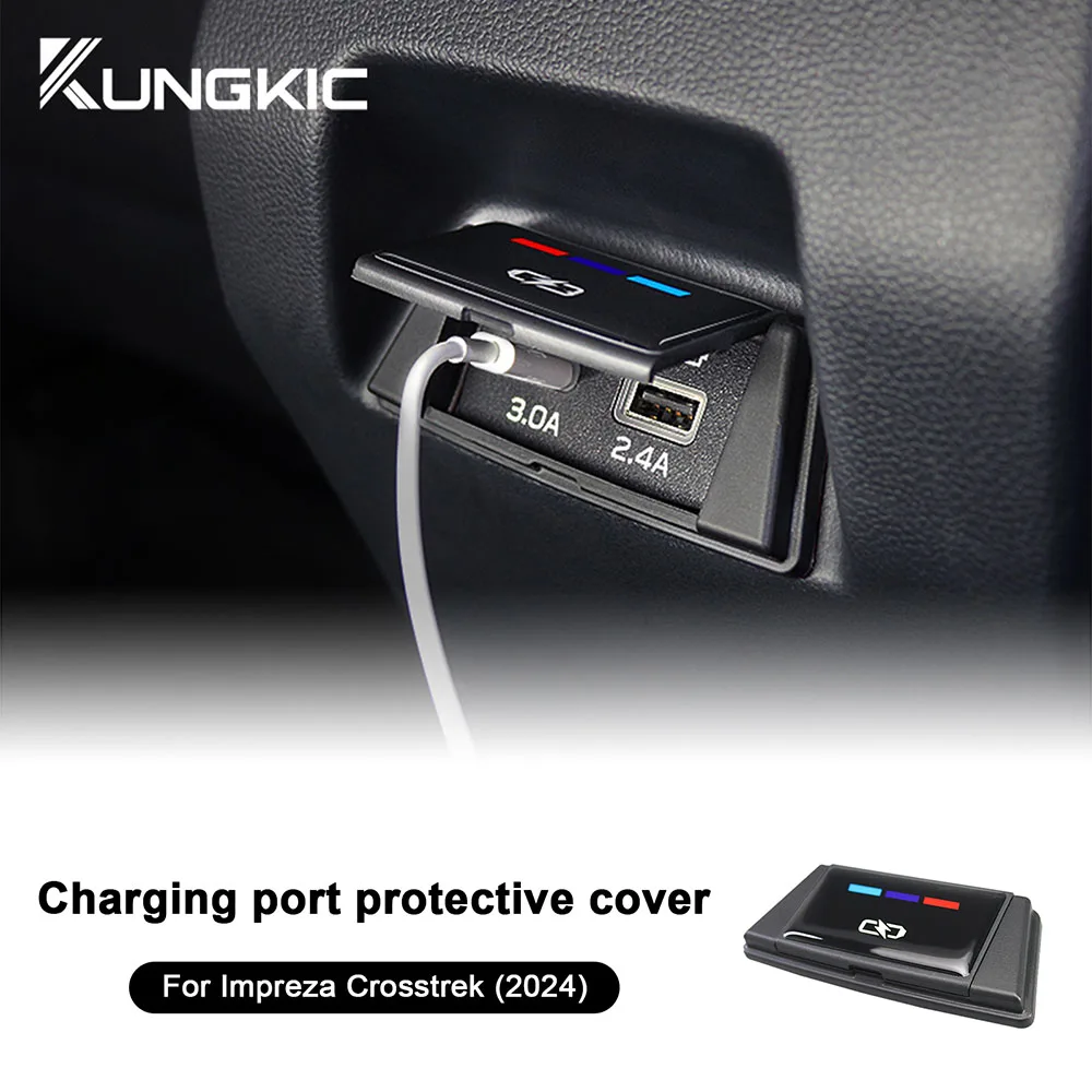 ABS dla Subaru Crosstrek 2024 dla Impreza 2024 tylny port ładowania samochodu USB gniazdo ochronne osłona przeciwpyłowa akcesoria wewnętrzne