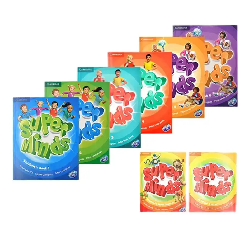 14pcs/Full Set Cambridge Children's English Textbook SUPER MINS Level 3 Class Book&Workbook Children English Learing