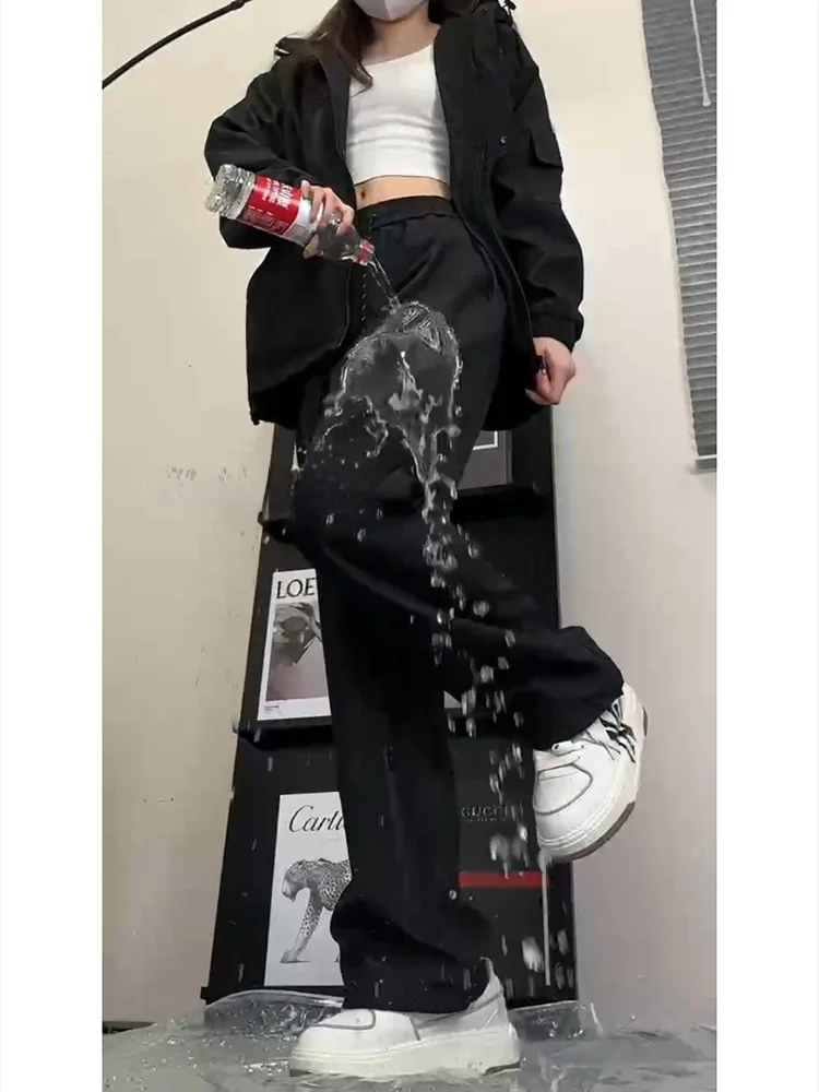 

Vibe High Street Men's Casual Cargo Pants Spring Summer Trendy Outdoor Hiking Mountain Climbing Straight Leg Loose Fit Trousers