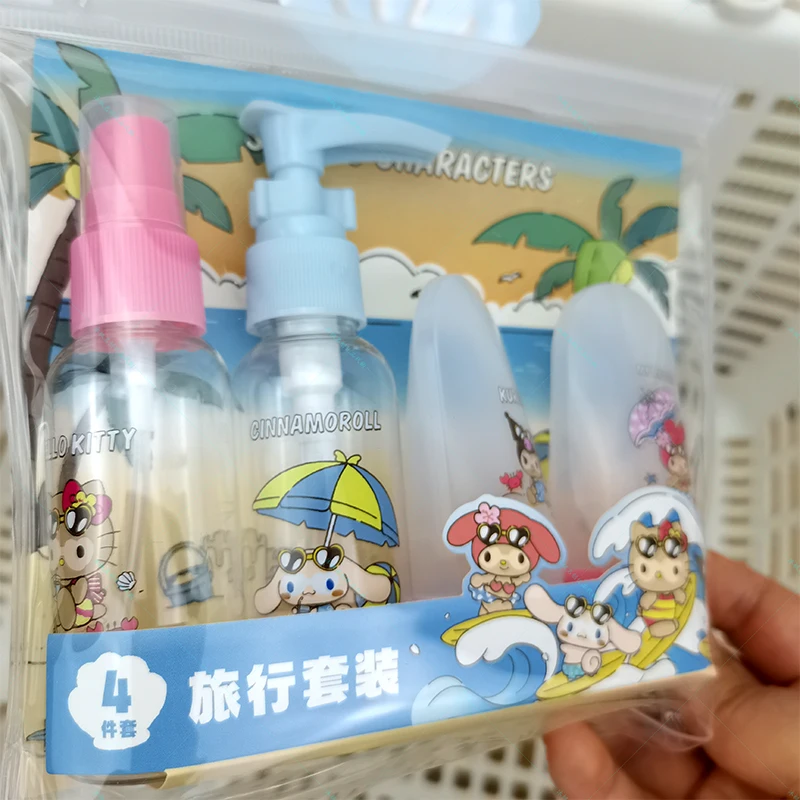 

Authentic Summer Black Hello Kitty Printing Spray Emulsion Bottle Travel Bottling 4-Piece Set of Small Gifts