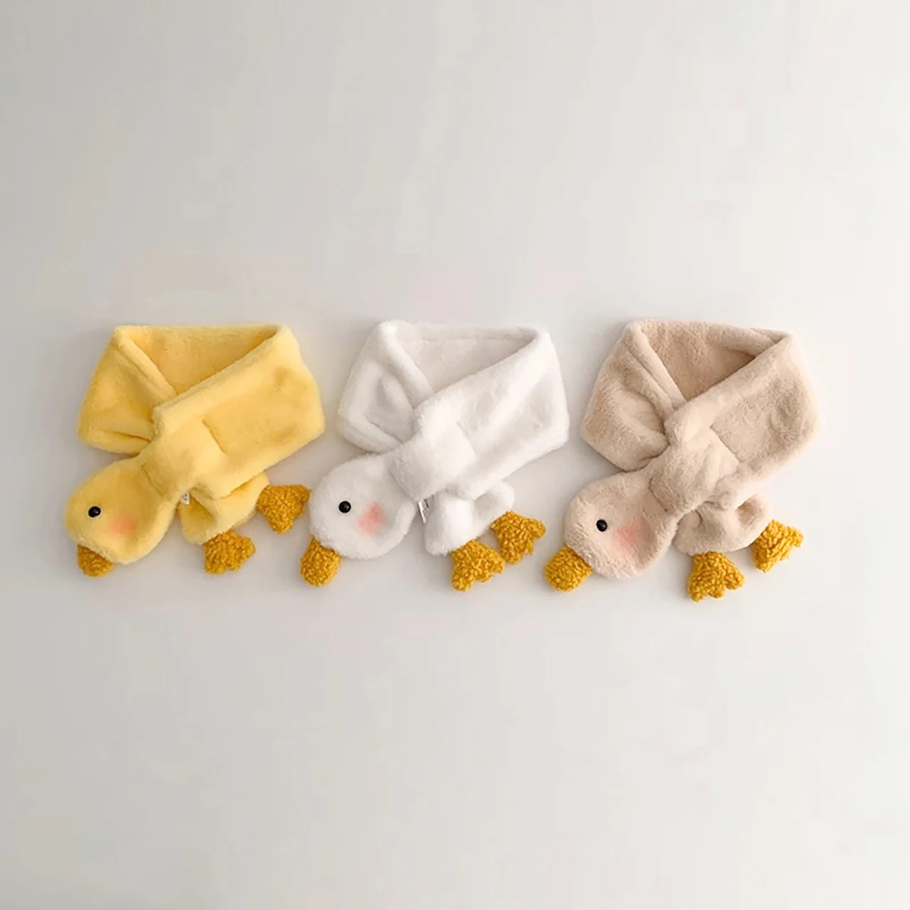 Cartoon Cute Baby Scarves Solid Color Soft Autumn Winter Thicken Cotton Neckerchief Boys Girls Infant Newborn Windproof Scarves