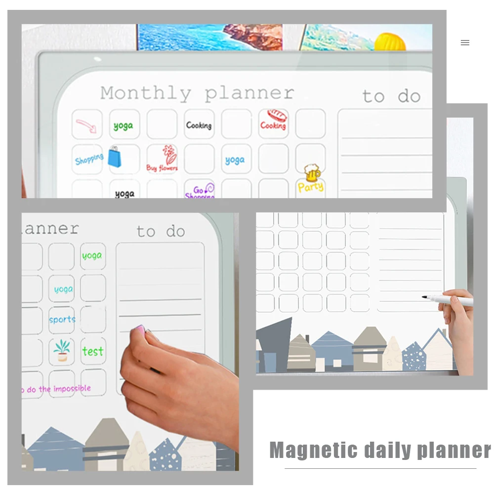 

1Set Magnetic Kitchen Whiteboard Dry Erase Board for Fridge Weekly Daily Planner Organizer Magnetic Whiteboard for Fridge