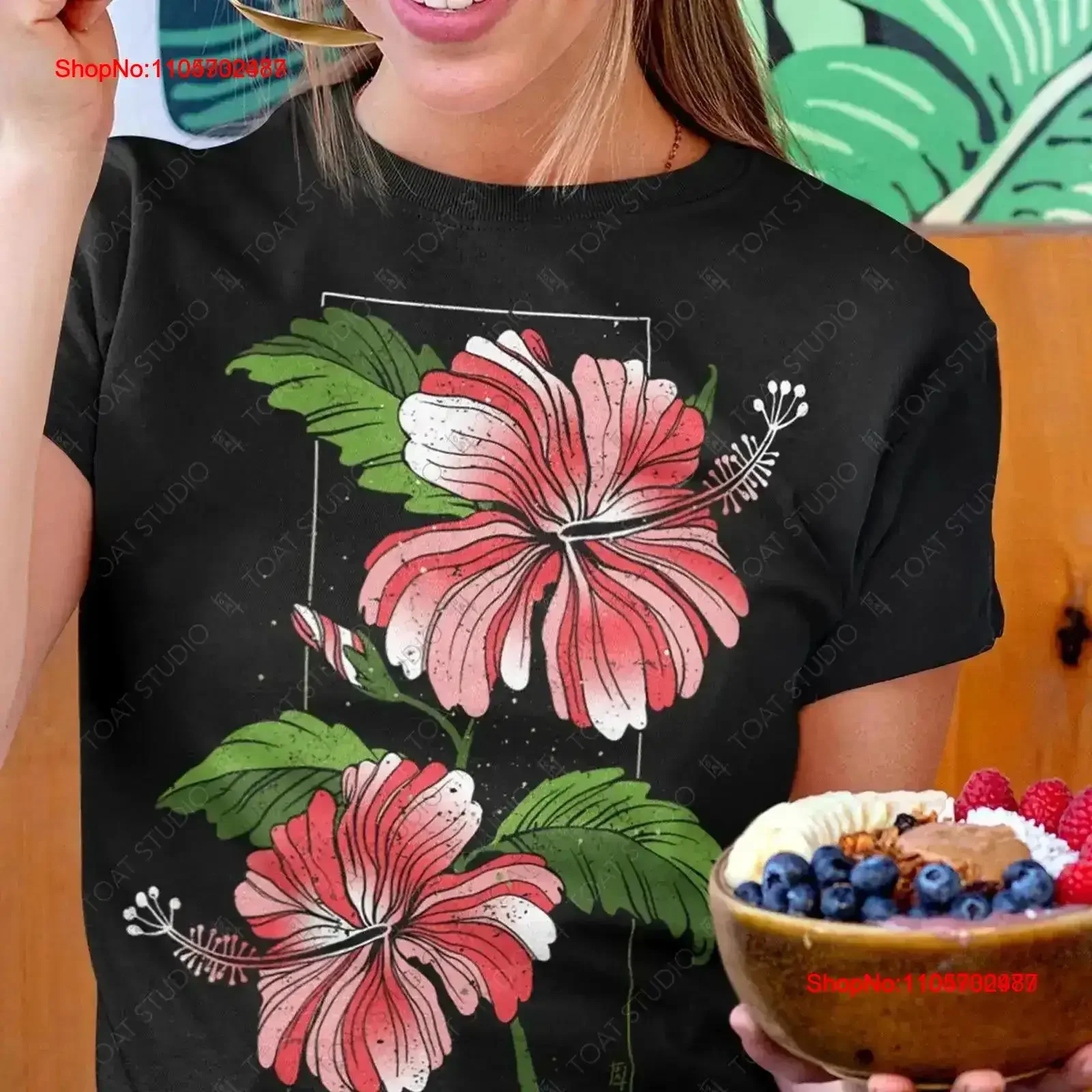 Hibiscus Flower T Shirt Floral Botanical Nature Lover Tropical Island Summer Vibes Pink Hawaiian Style vintage Washed graphic
