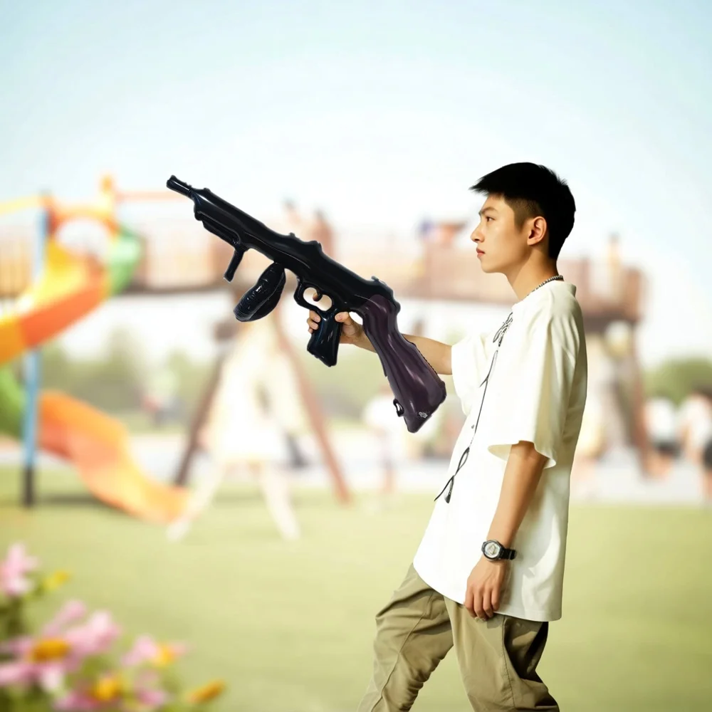 Opblaasbaar machinepistool gevechtsuitrusting opblaasbare nep jongens verjaardagsfeestje decoratie favoriete speelgoed voor kinderen
