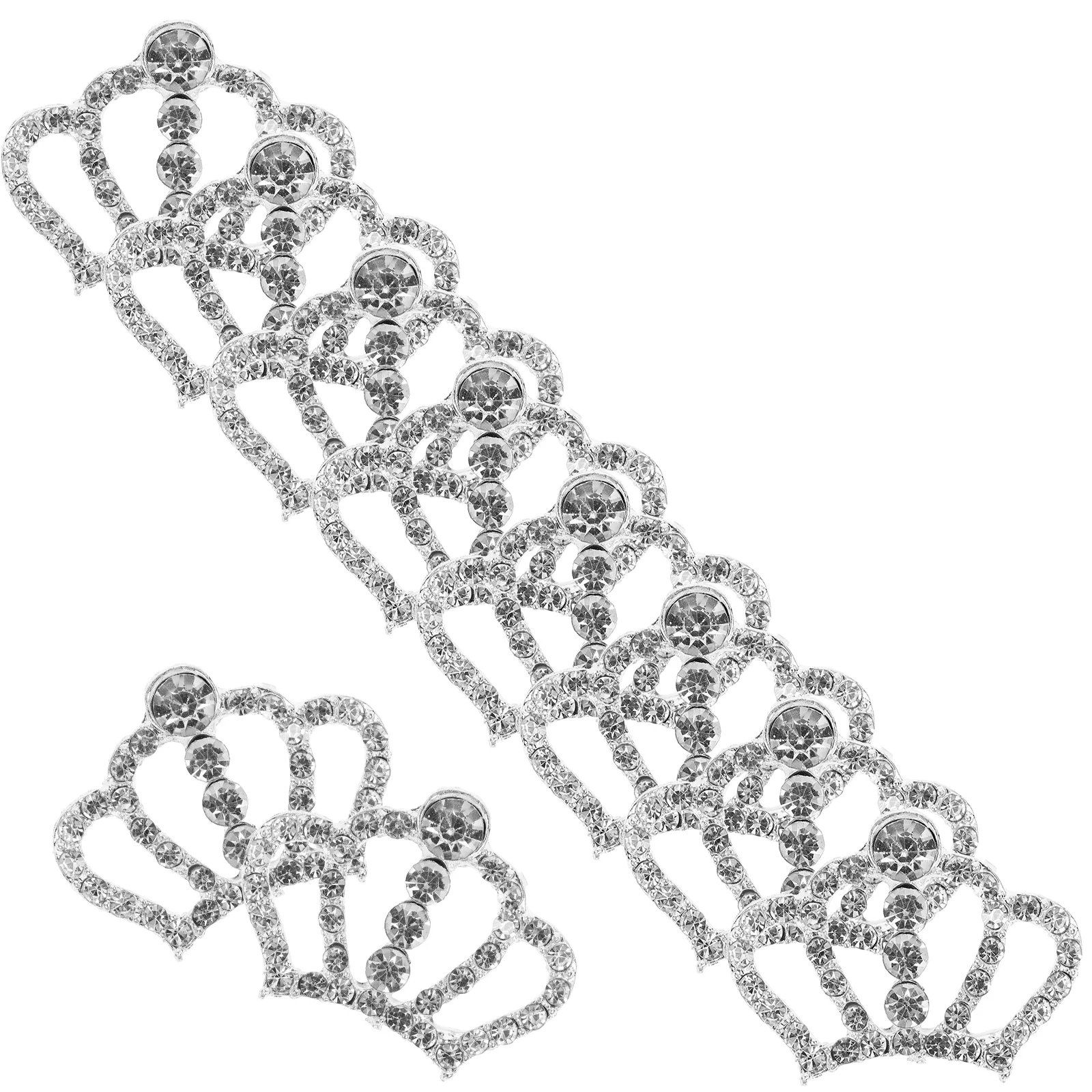 

10 Pcs Rhinestone Crown Mobile Beauty Headdress Flower Plate Buckle Pieces (silver White Diamond) Shape Decorate