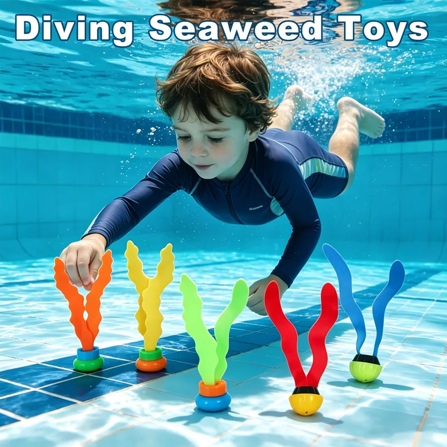 1/4/8PCS Kids Diving Seaweed Toys, Random Color Underwater Swimming Pool Training Game Toys Summer Pool Play Gift for Boys Girls