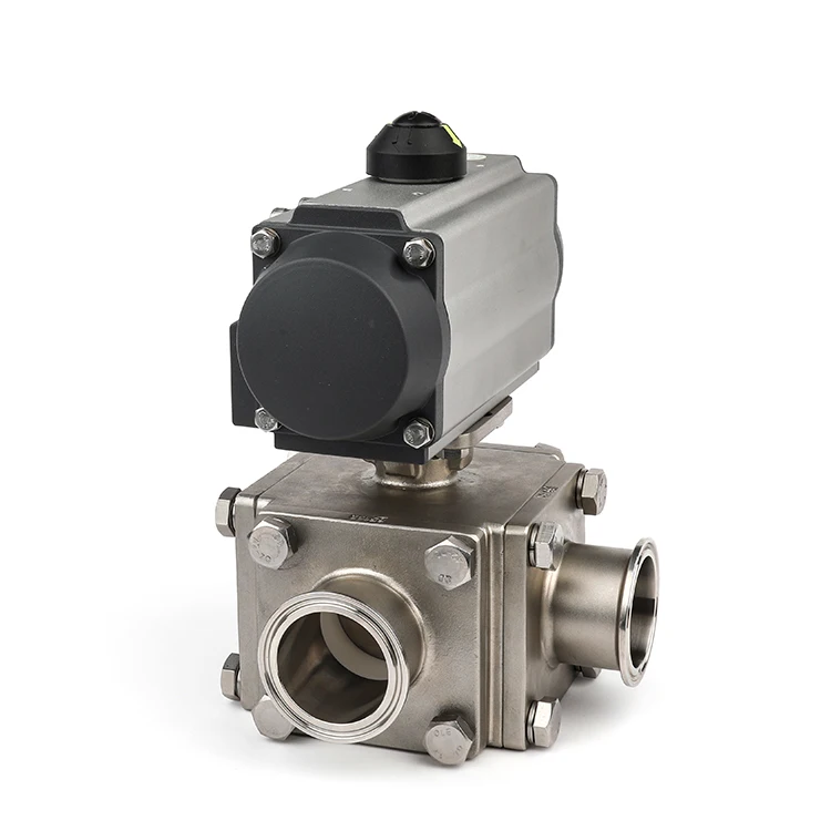 

ISO14001 3A CE Sanitary Stainless Steel Price Control Valve Double Acting Penumatic Full Bore Three Way 3 Way Ball Valve