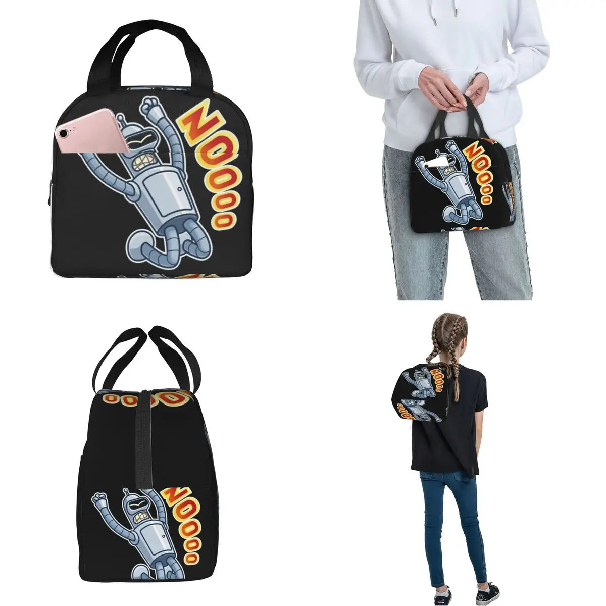 Futuramas Cartoon Comic Thermal Insulated Lunch Bag for School Portable Food Container Bags Cooler Thermal Lunch Boxes