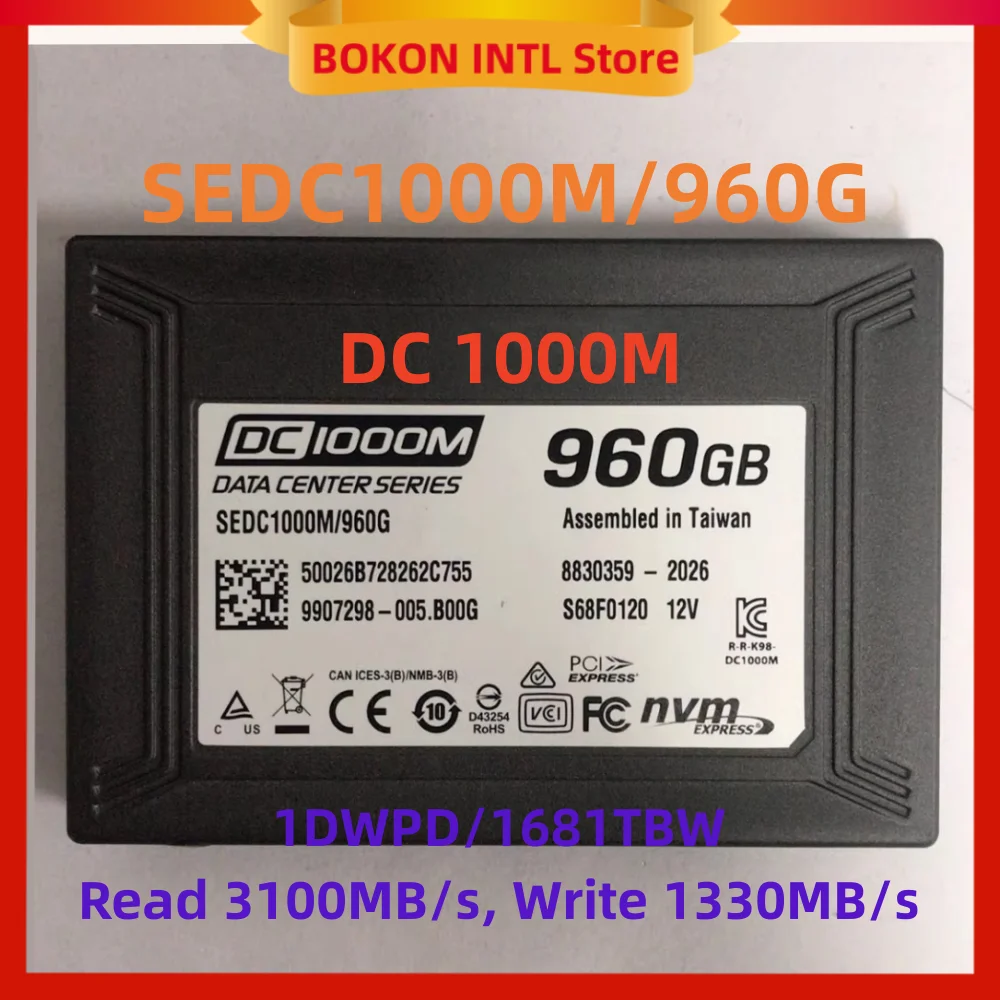 SSD DC 1000M 960G 1.92T 3.84T U2. PCle NVMe Gen3 x4 Original Enterprise level  SSD For Kingston SEDC1000M Series