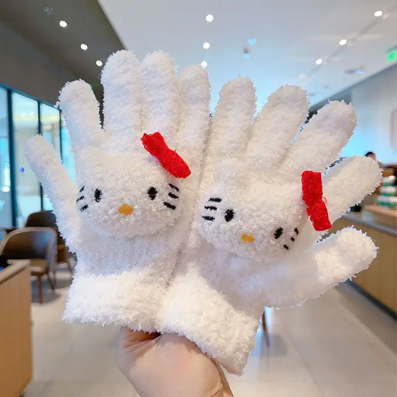 Sanrio Kuromi Melody Cute Glove for Boys Girls Anime Cartoon Knitted Gloves Children Winter Warm Fashion Mittens Kids New Gifts