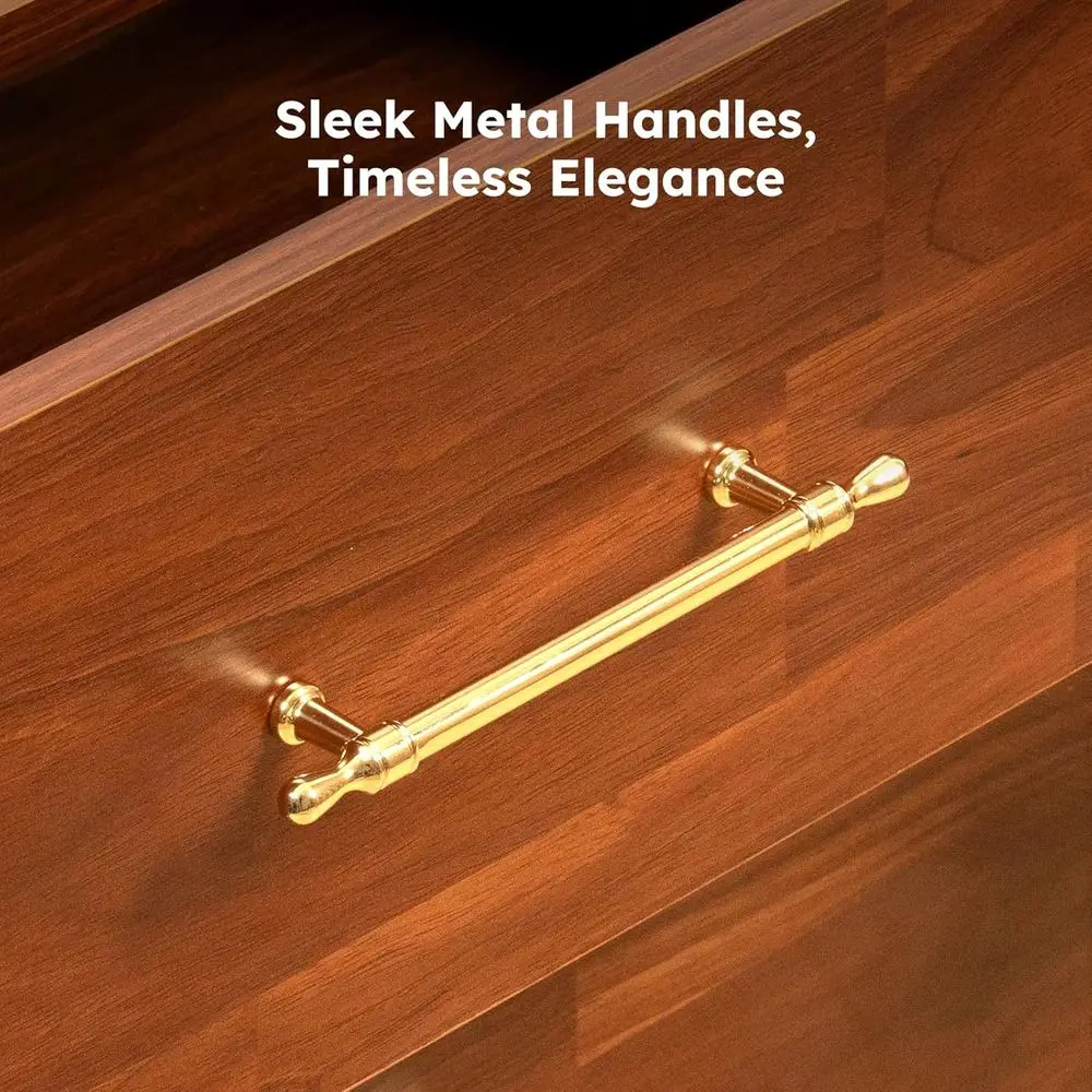 Komoda do sypialni z 6 szufladami z drewna orzechowego z wbudowanym organizerem, idealna na ubrania i niezbędne akcesoria do salonu