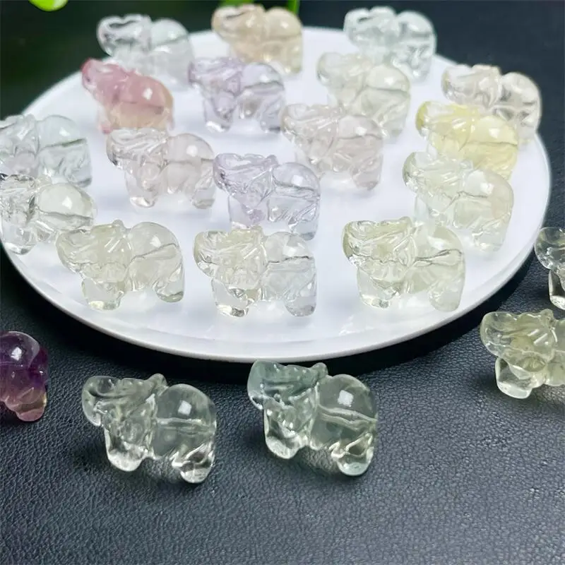 5 шт. натуральный флюорит слон DIY кулон из бисера резьба ювелирные изделия целебный камень для мужчин женщин украшения ювелирные изделия подарок 13X19 мм