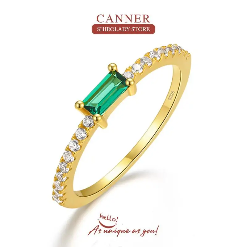 CANNER Colored Zircon 925 Sterling Silver Rings For Women Gemstones 18K Gold  Luxury Wedding Party Anillos Mujer Fine Jewelry