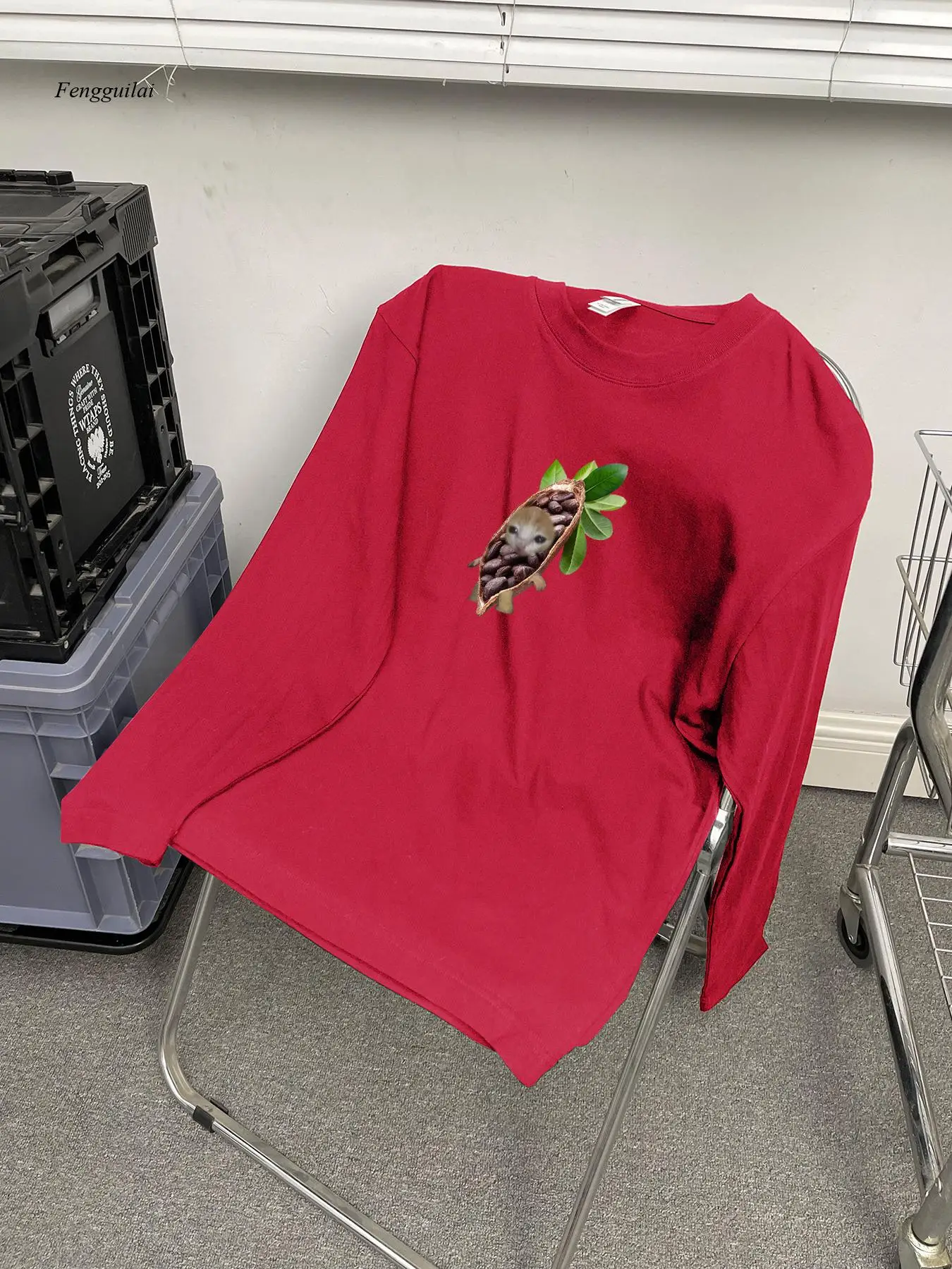 창의적이고 독특한 패턴 라운드 넥 티셔츠, 가을/겨울 트렌디한 긴 소매 캐주얼 패션 탑