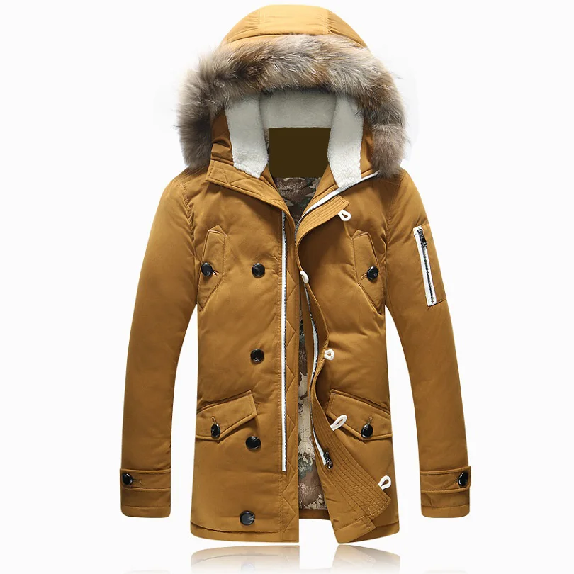 Chaqueta con capucha para hombre, parka gruesa de plumón de pato blanco, abrigo de invierno, nueva marca, 90%