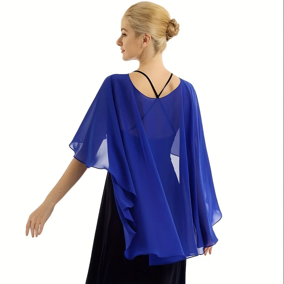 European and American New Evening Dress Shawl Pullover Cape Thin Chiffon Solid Color Scarf Sunscreen Breathable Single Color Wom