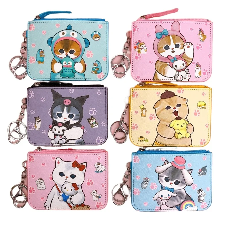 

Hello Kitty Wallet for Girls Sanrio Coin Purses Kuromi Card Holder melody Coin Pouch Cartoon Printed Clutch Case PU Zipper