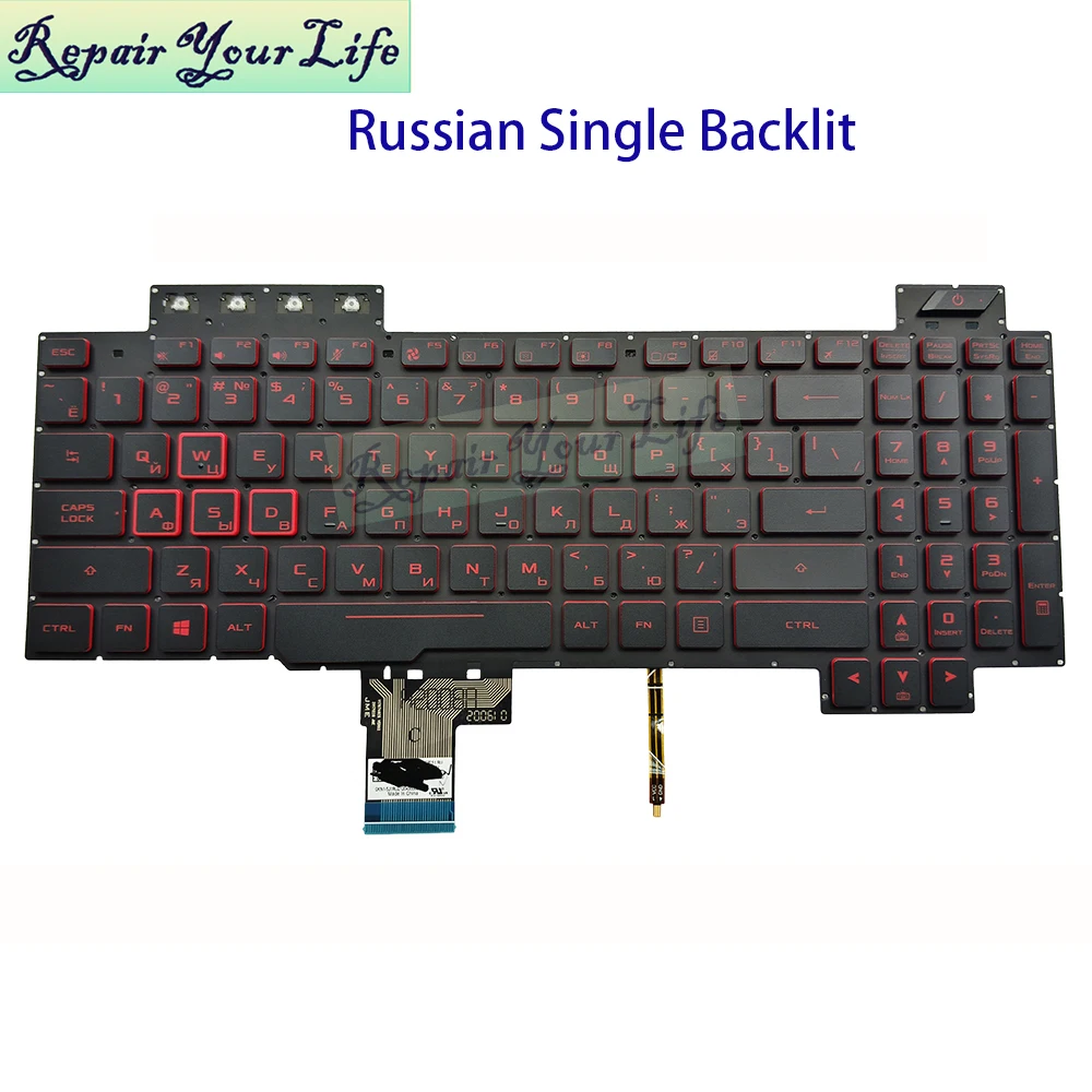 UA Russian RGB Backlight Keyboard For Asus TUF Gaming FX505 FX705 FX504 RU Arabic German Turkey Crystal Keycaps 0KNR0-6812RU00