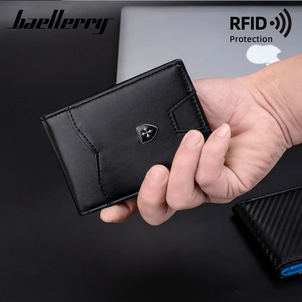 

2024 Men's Card Bag New Two Fold Color Block Thin Wallet Anti Theft Swipe Business Credit Card Wallet