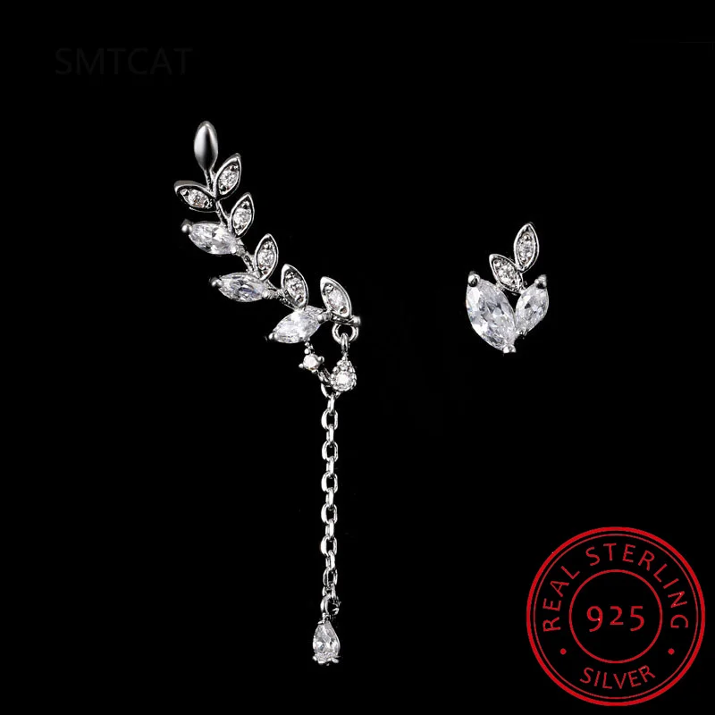 

Серьги-гвоздики с муассанитом и асимметричными листьями огранки маркизы для мужчин и женщин, цвет D VVS1, лабораторные серьги с бриллиантами, букле d'oreille