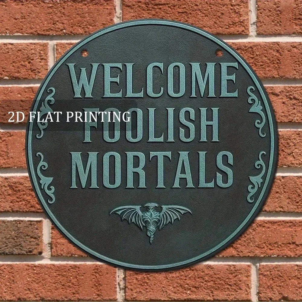Vintage Haunted Mansion Aluminium-Wandkunst, 20,32 cm, wasserfestes, langlebiges Metallschild für den Eingangsbereich, Heimdekoration – Detail 4