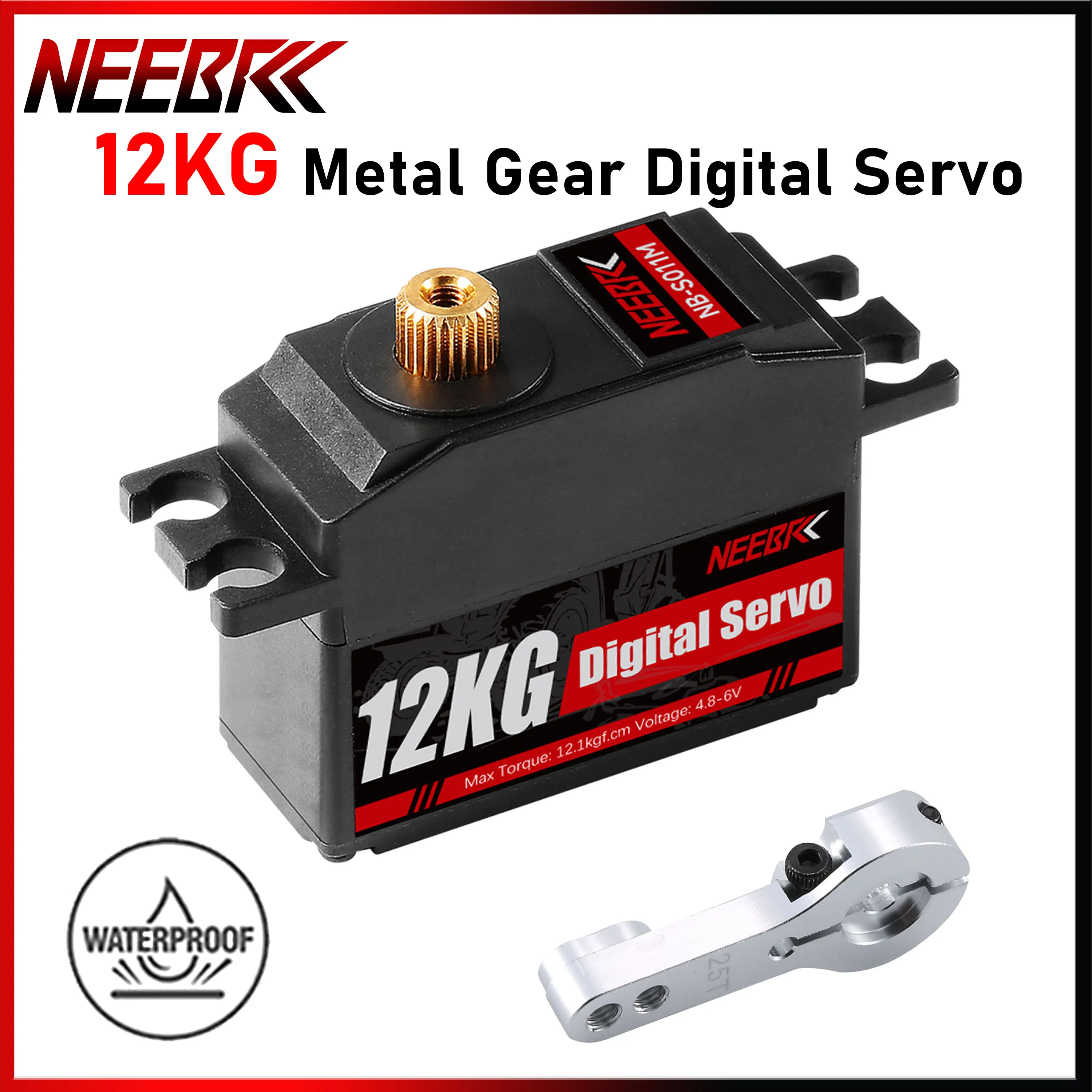 NEEBRC Waterproof 12KG Digital Servo Metal Gear 4.8~6.0V DC for 1/12 RC Car Wltoys 144001 144010 Monster Helicopter Plane Boat