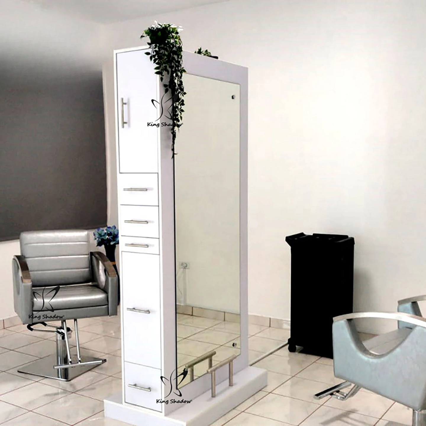 Salon Furniture Barber Shop Mirror Double sided Style Station with Light