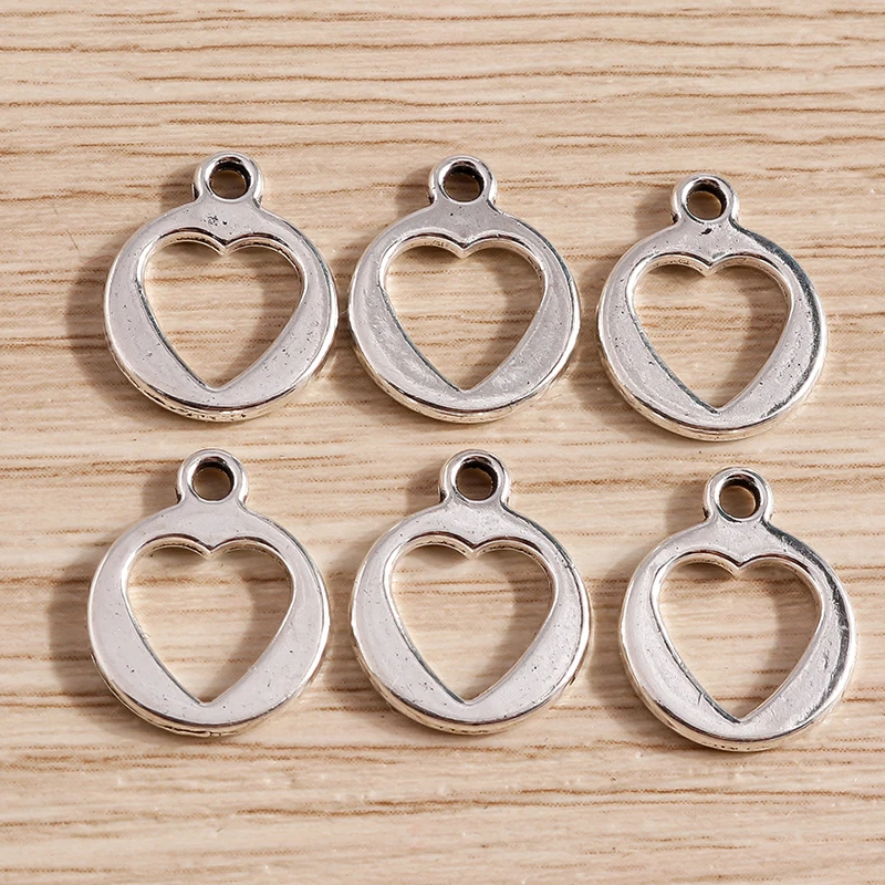 Tusember 50 Stück 12*15mm Legierung Niedliche Metall-Herzanhänger für Schmuckherstellung Niedliche Ohrringe Halsketten Armbänder DIY-Zubehör – Detail 1
