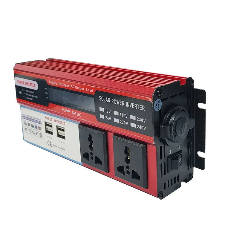 Peak Power 1000W/2000W/3000W/4000W 4 USB Port DC12V/24V To AC 110V/220V Modified Sine Wave Inverter 50-60Hz Car Solar Inverter