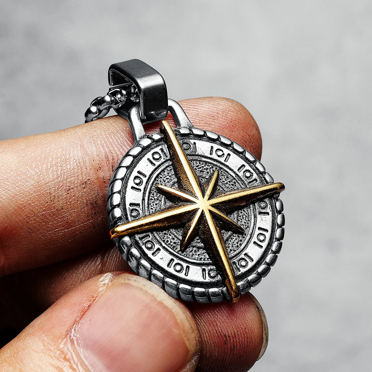 Viking Men Pendants North Star Compass Necklaces Stainless Steel Nordic Myth Chain Punk Rap for Boyfriend Male Jewelry Best Gift