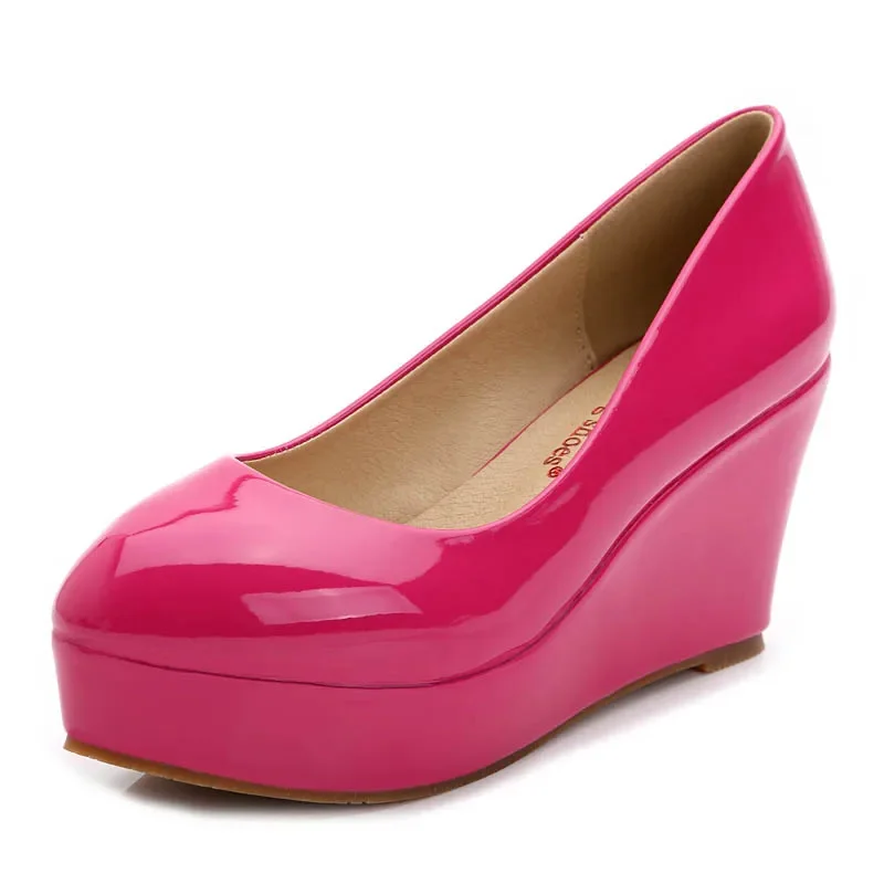 

Size 31-42 High Heel Women's Shoes Patent Leather Wedges Platform Shoes Women