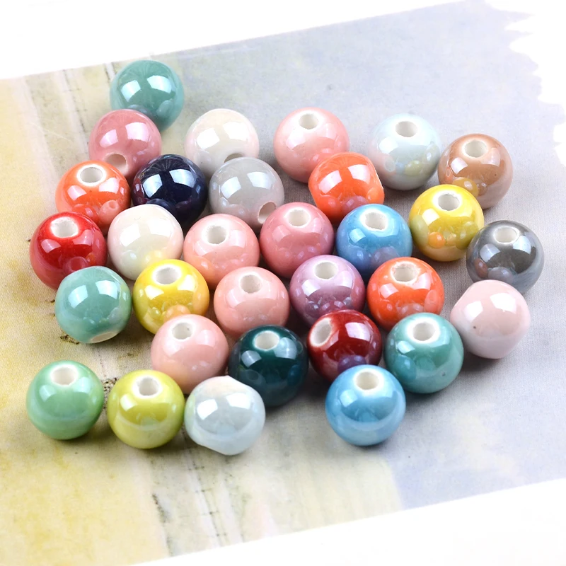 8mm 10mm Multicolor Round Ceramic Beads Porcelain Loose Beads For Jewelry Making Bracelet Necklace DIY Accessories