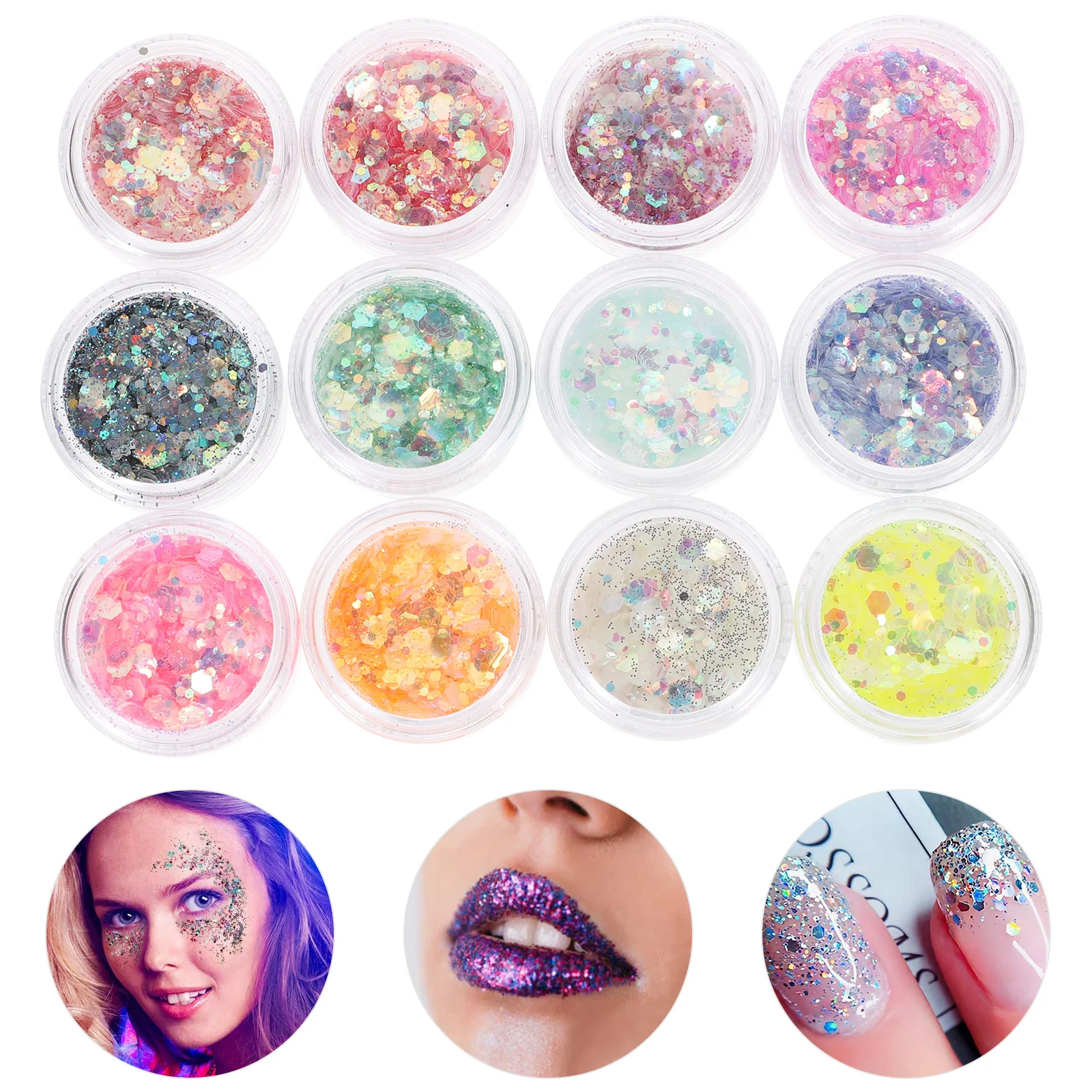 12 Boxes Night Glow Glitter Gel Body Face Hair Nail Festival Makeup Supplies Body Glitter Gel Festival Accessories