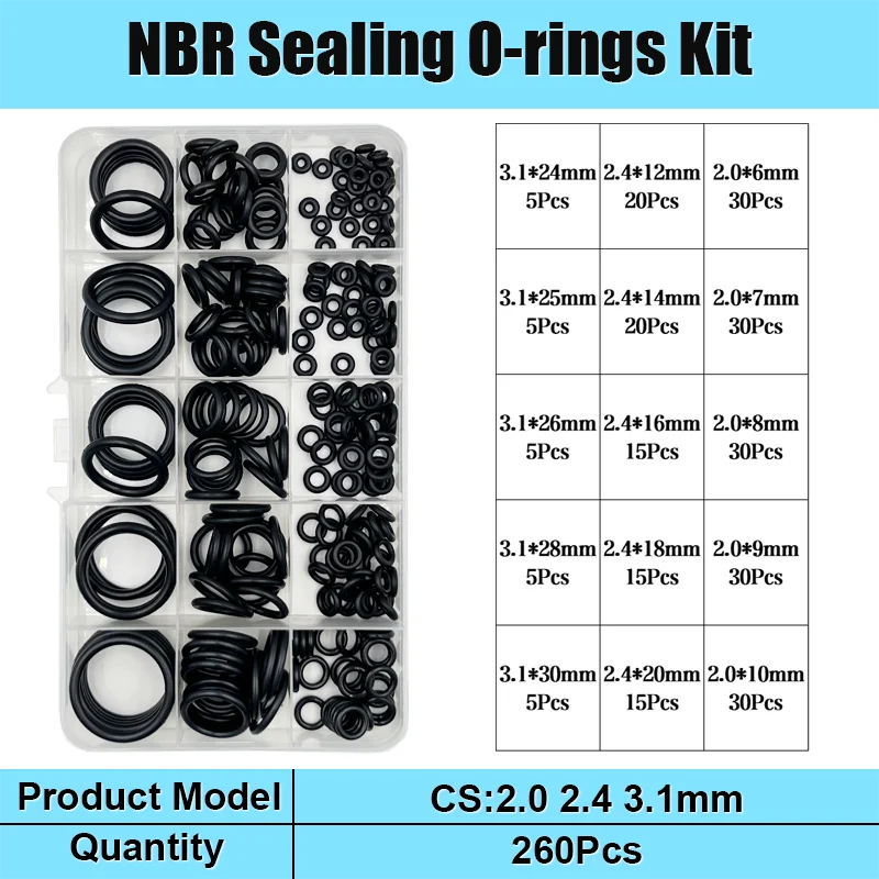 Nitril-O-Ring-Dichtungsscheibe Universelle Auto-Klimaanlagen NBR-Gummi-O-Ringe Sanitär-Dichtungen Ölbeständig Hochtemperaturbeständig – Detail 11
