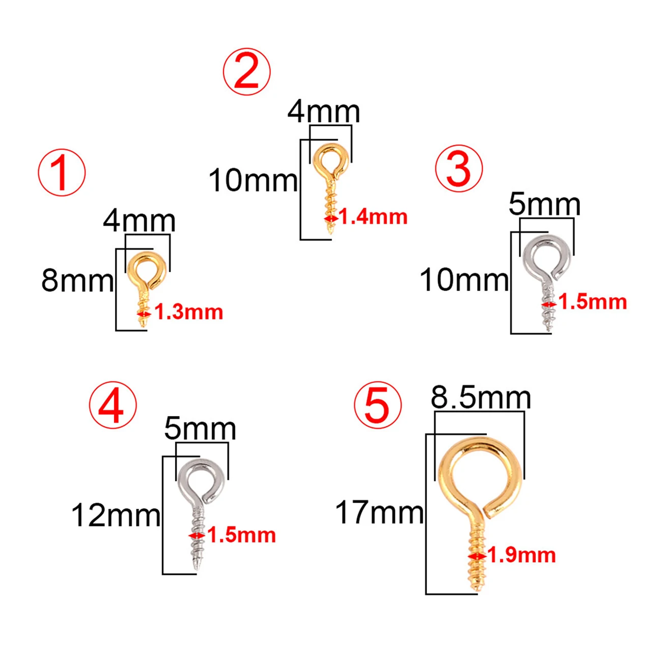 50Pcs Stainless Steel Eye Pins Keychain Hook Eye Pins Mini Eyelets Screw Pendants Threaded Pin for DIY Jewelry Making Supplies