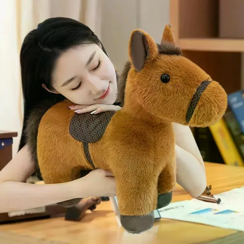 Schattig Chinees dierenriem pluche paard speelgoed, cartoon pony pop, bank decor kussen, nieuwjaar festivals mascotte cadeau
