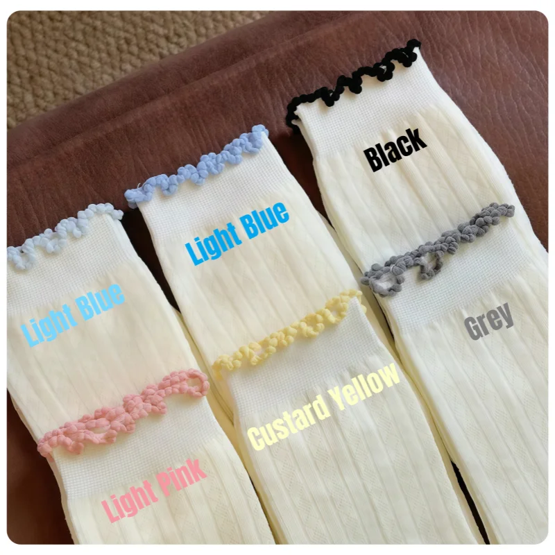 Korean Girl Style Women's Fashionable Multi-Color Lace Breathable Thin White Socks, 4 Pairs