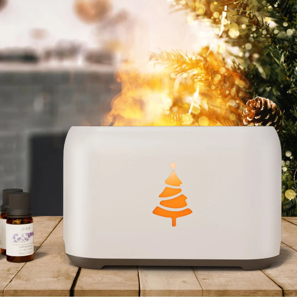 Christmas Flame Aromatherapy Humidifier & Atmosphere Lamp - Large-Capacity Desktop Diffuser With Creative Simulation Flame